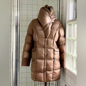 Women’s Winter Puffer Coat / Jacket Box Quilt Taupe Color 100 Polyester Preowned
